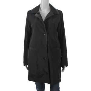 Jane Post Women Rain Coat Black Animal Print Polyester Button Size S